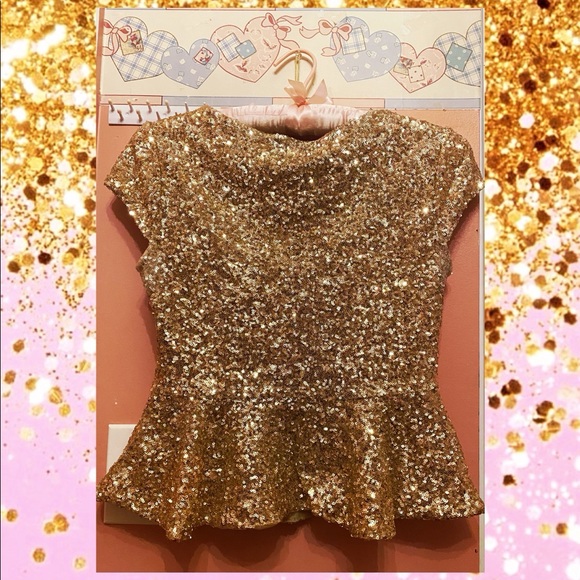 Bebe gold sequin peplum top - Picture 2 of 6